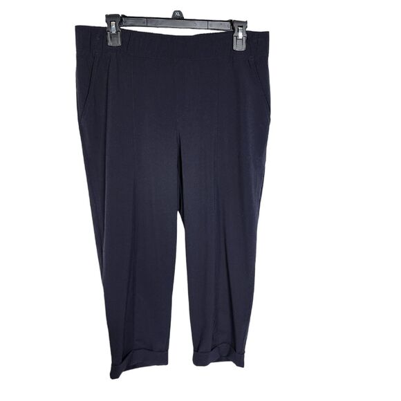 T By Talbots Womens Pant MP Petite Crop Blue Pull On Elastic Waist Cuffed Pocket - Picture 1 of 10